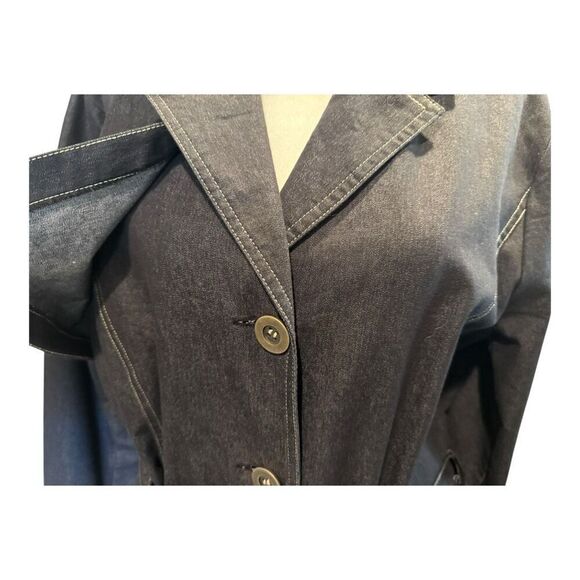Vintage Sport Collection Dark Blue Denim Trench Coat Size 14 Fall - Picture 12 of 16